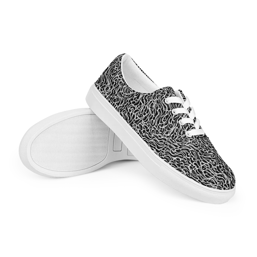 Inkstorm Maze on Men's Lace-Up Canvas Shoes — Right Front