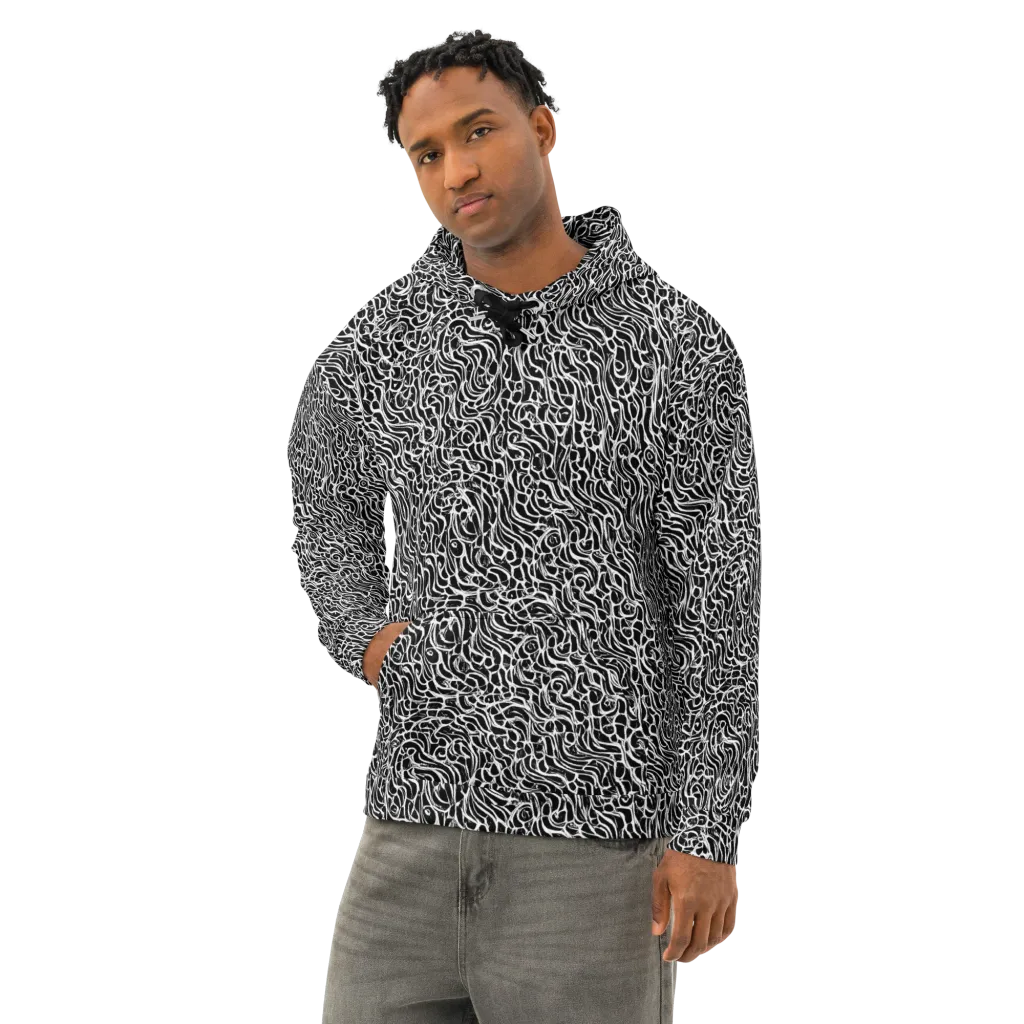Inkstorm Maze on Cotton Hoodie — Left Front