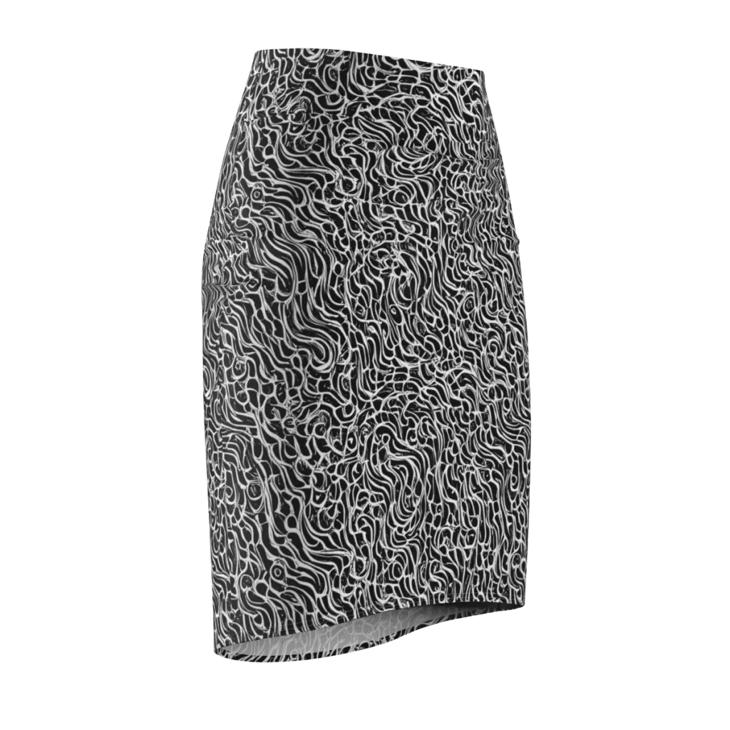 Inkstorm Maze on Pencil Skirt — Front Side