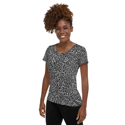 Inkstorm Maze on a Women's Athletic T-Shirt