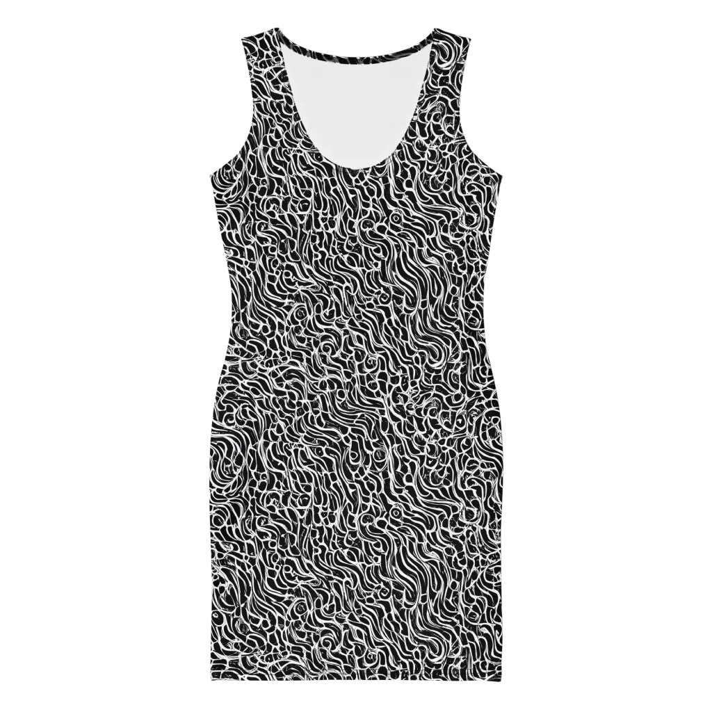Inkstorm Maze on Bodycon Dress — Front