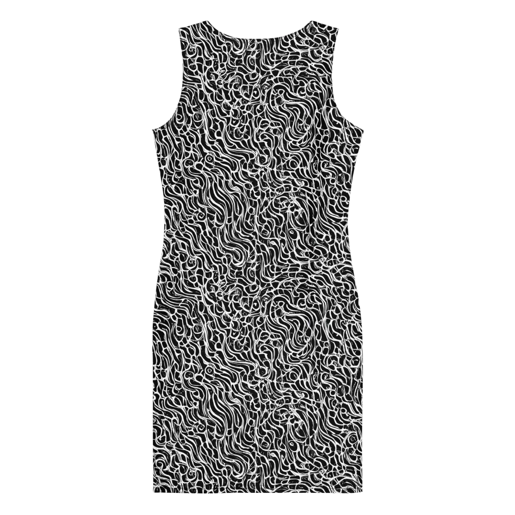 Inkstorm Maze on Bodycon Dress — Back