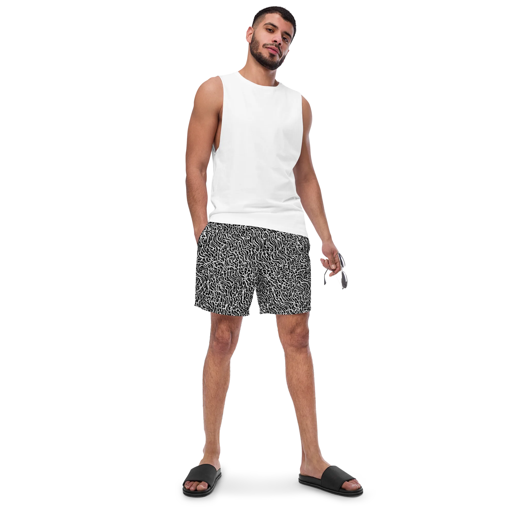 Inkstorm Maze on Swim Trunks — Front