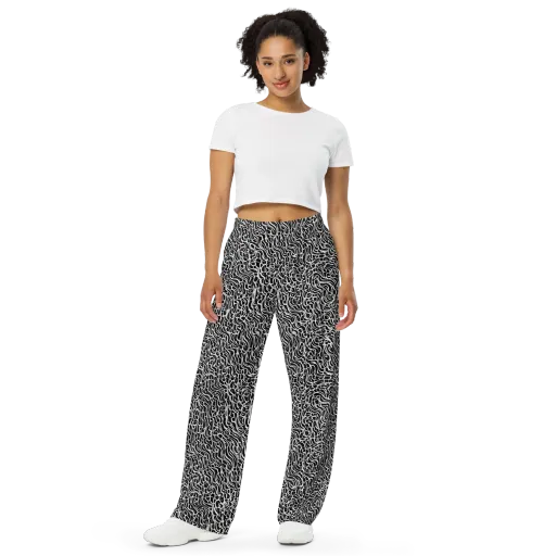 Inkstorm Maze on a Wide-Leg Pants