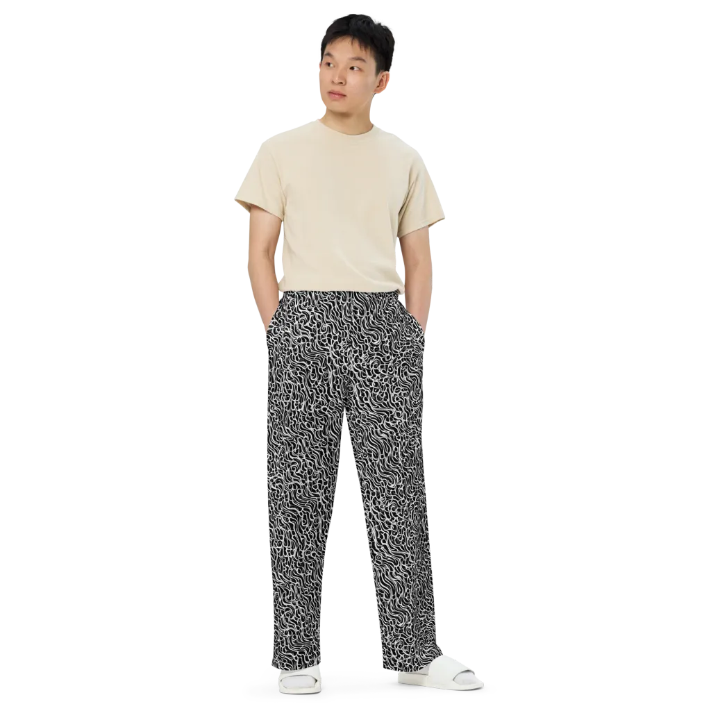 Inkstorm Maze on Wide-Leg Pants — Front
