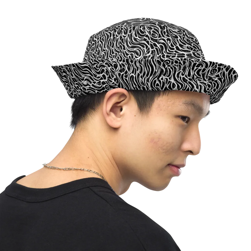 Inkstorm Maze on Reversible Bucket Hat — Right Outside