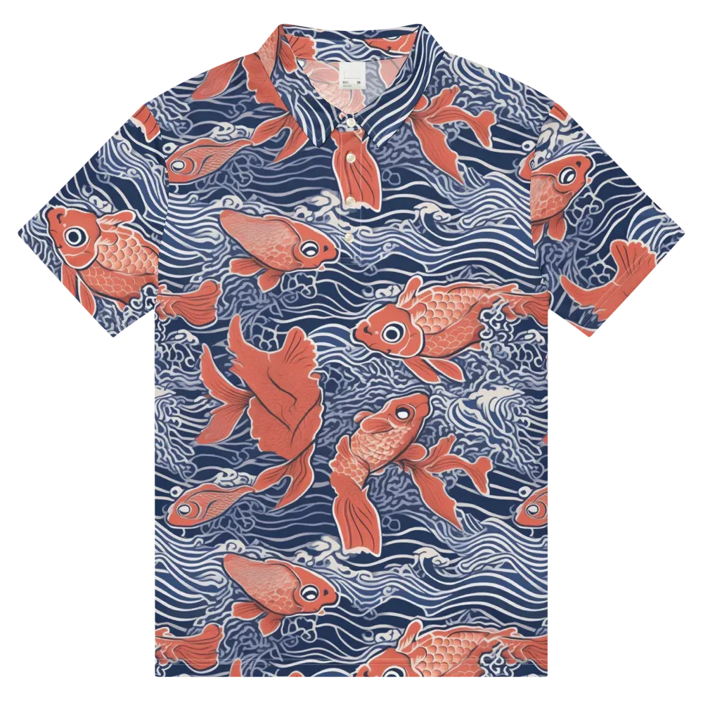 Navy Koi on Men's Slim Fit Polo Shirt — Front