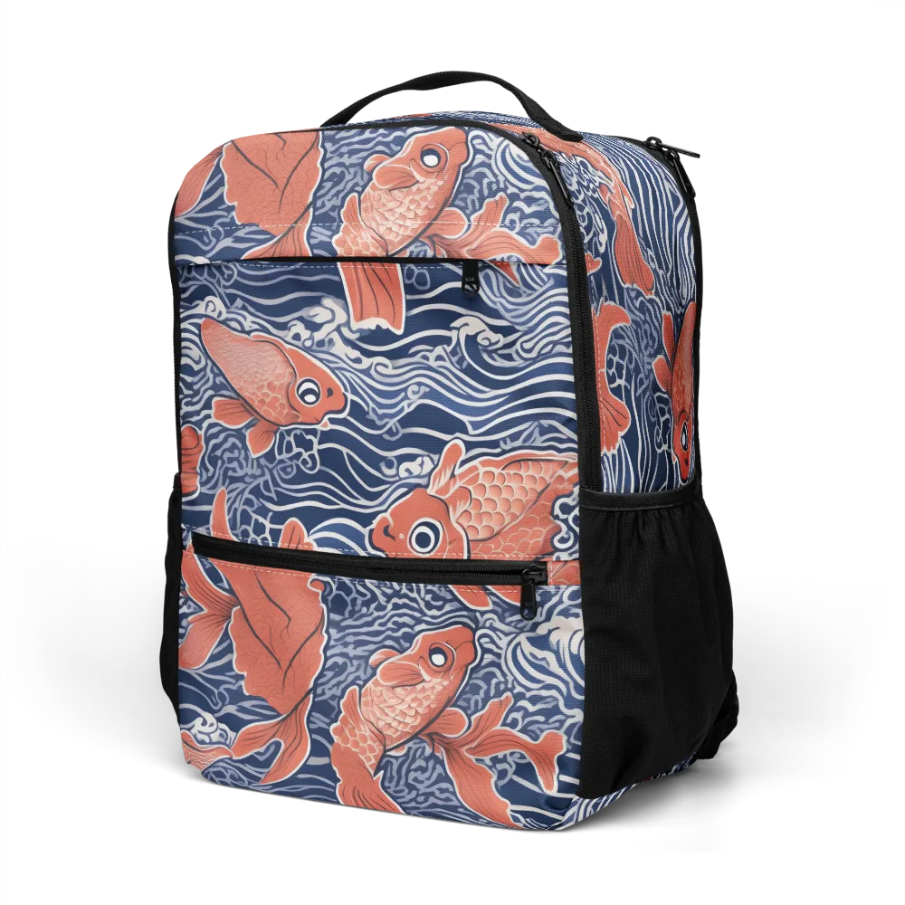 Navy Koi on Utility Backpack — Left Front