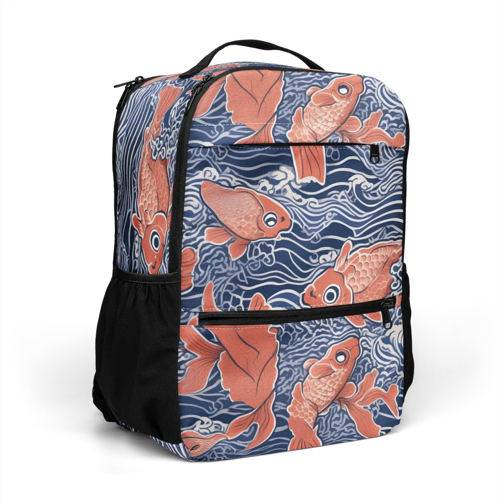 Navy Koi on Utility Backpack — Right Front