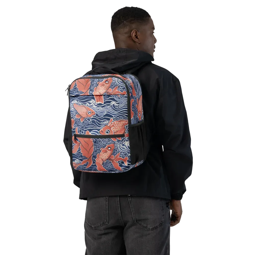 Navy Koi on Utility Backpack — Back