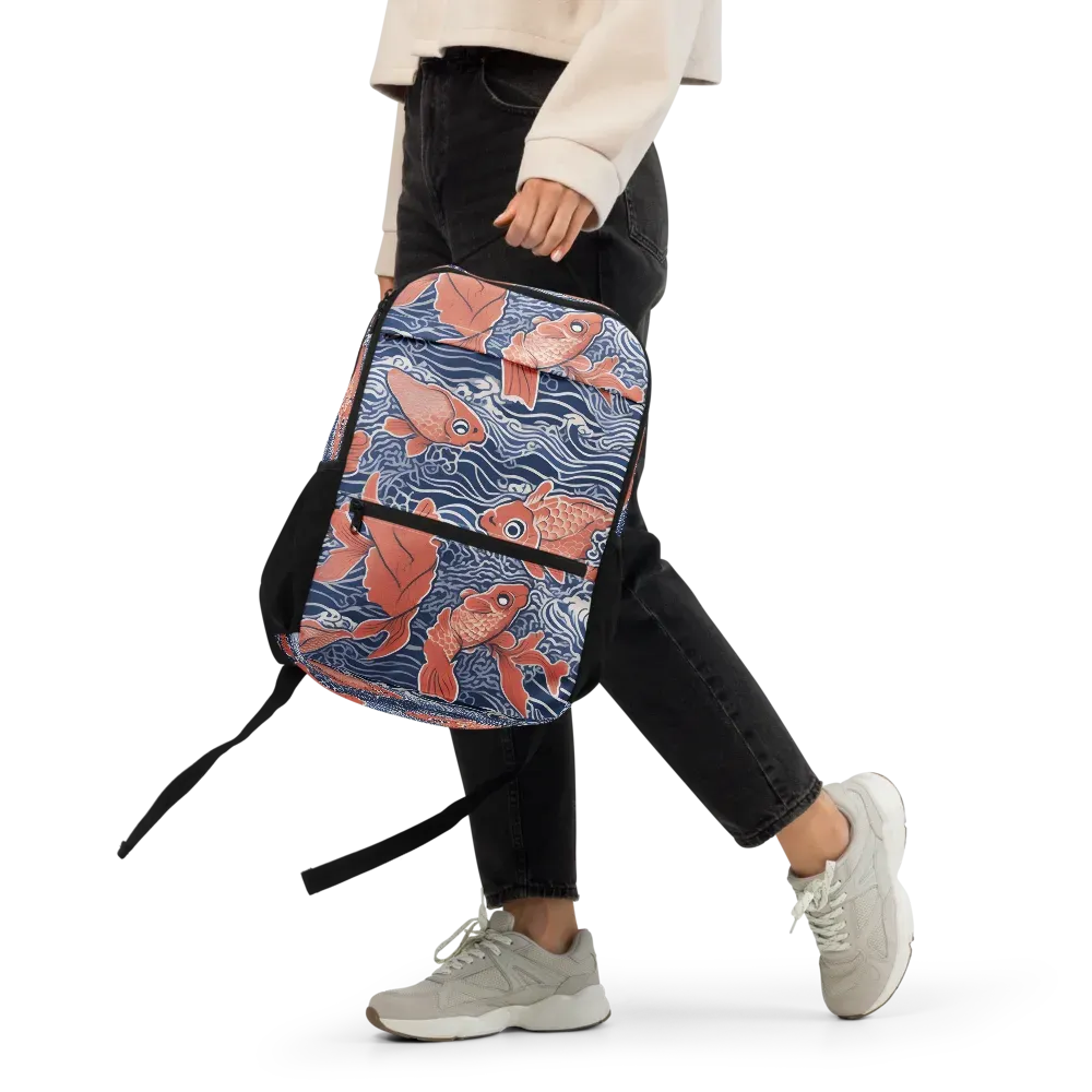 Navy Koi on Utility Backpack — Front