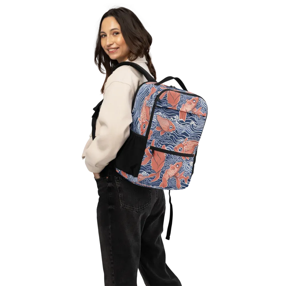 Navy Koi on Utility Backpack — Back