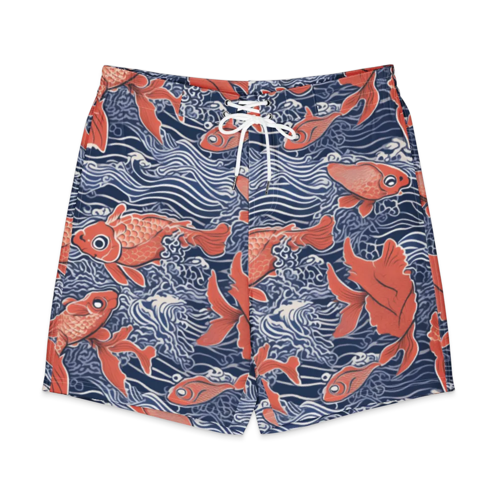 Navy Koi on Men's Board Shorts — Front