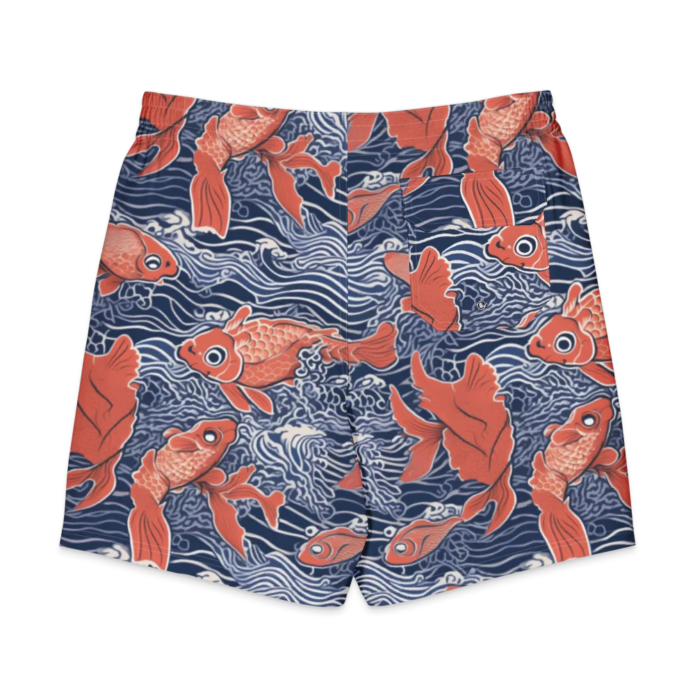 Navy Koi on Men's Board Shorts — Back