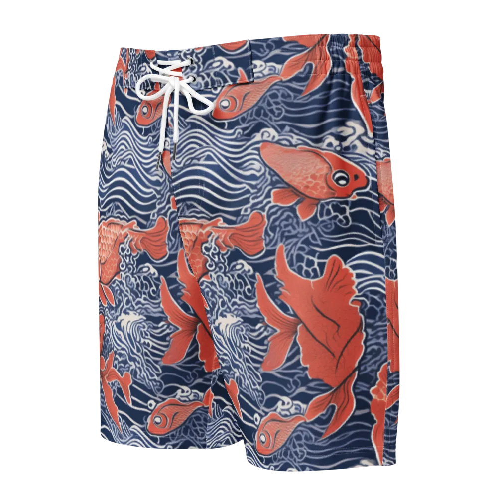Navy Koi on Men's Board Shorts — Front