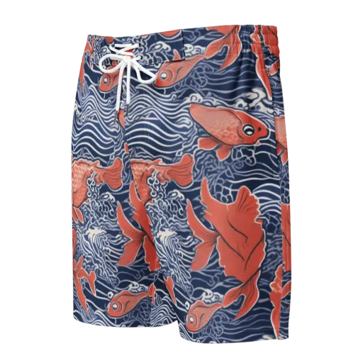 Navy Koi on a Men's Board Shorts