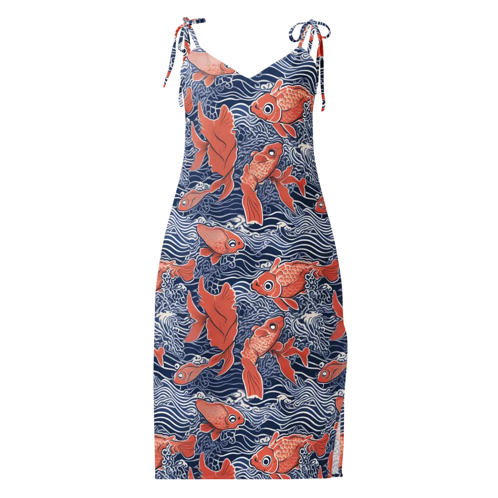 Navy Koi on Slip Dress — Front