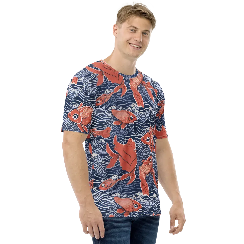 Navy Koi on Men's Crew Neck T-Shirt — Right