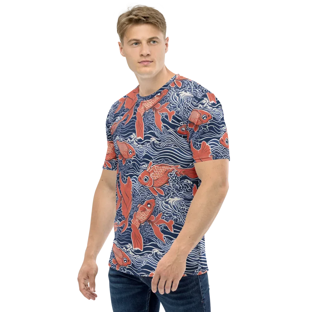 Navy Koi on Men's Crew Neck T-Shirt — Left