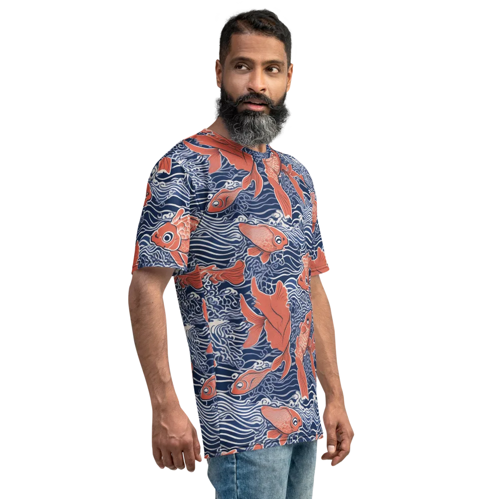 Navy Koi on Men's Crew Neck T-Shirt — Right