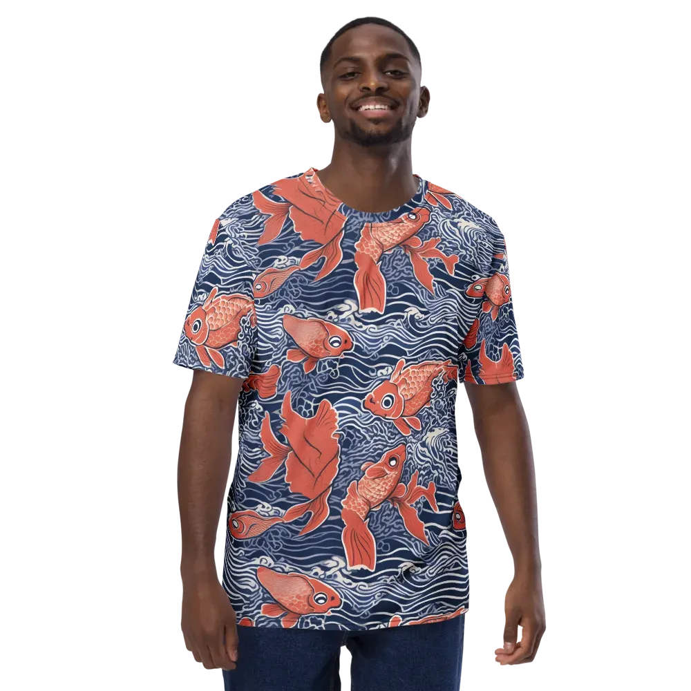 Navy Koi on Men's Crew Neck T-Shirt — Front