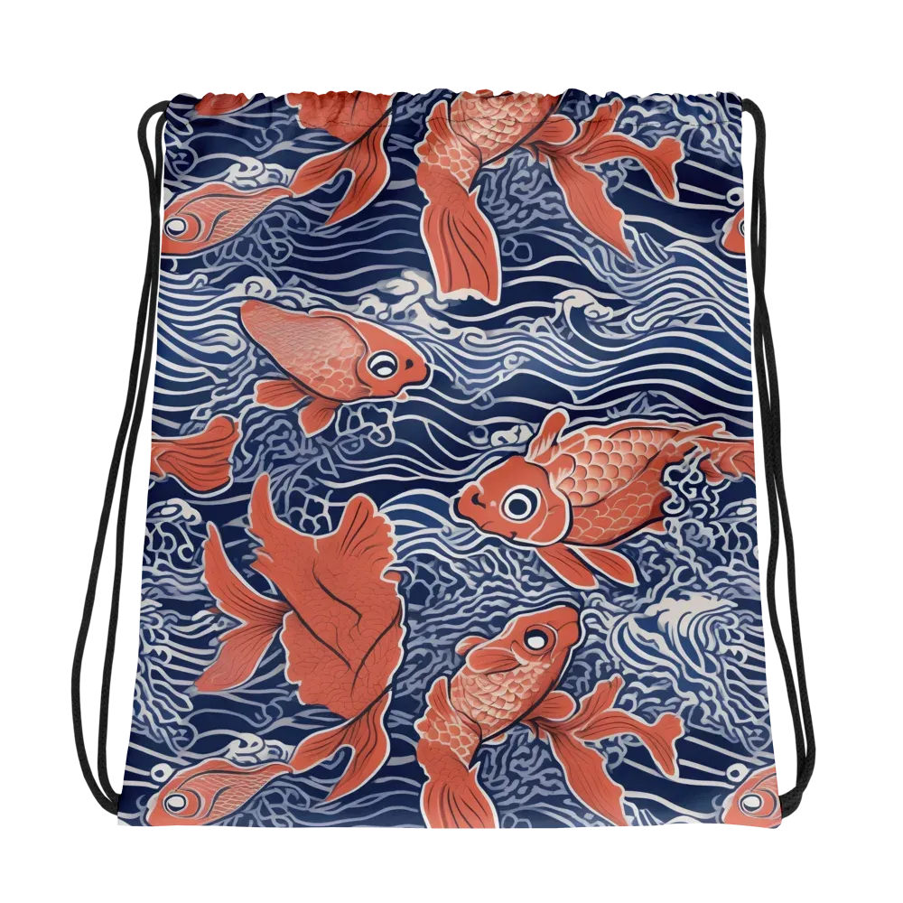 Navy Koi on Drawstring Bag — Photo