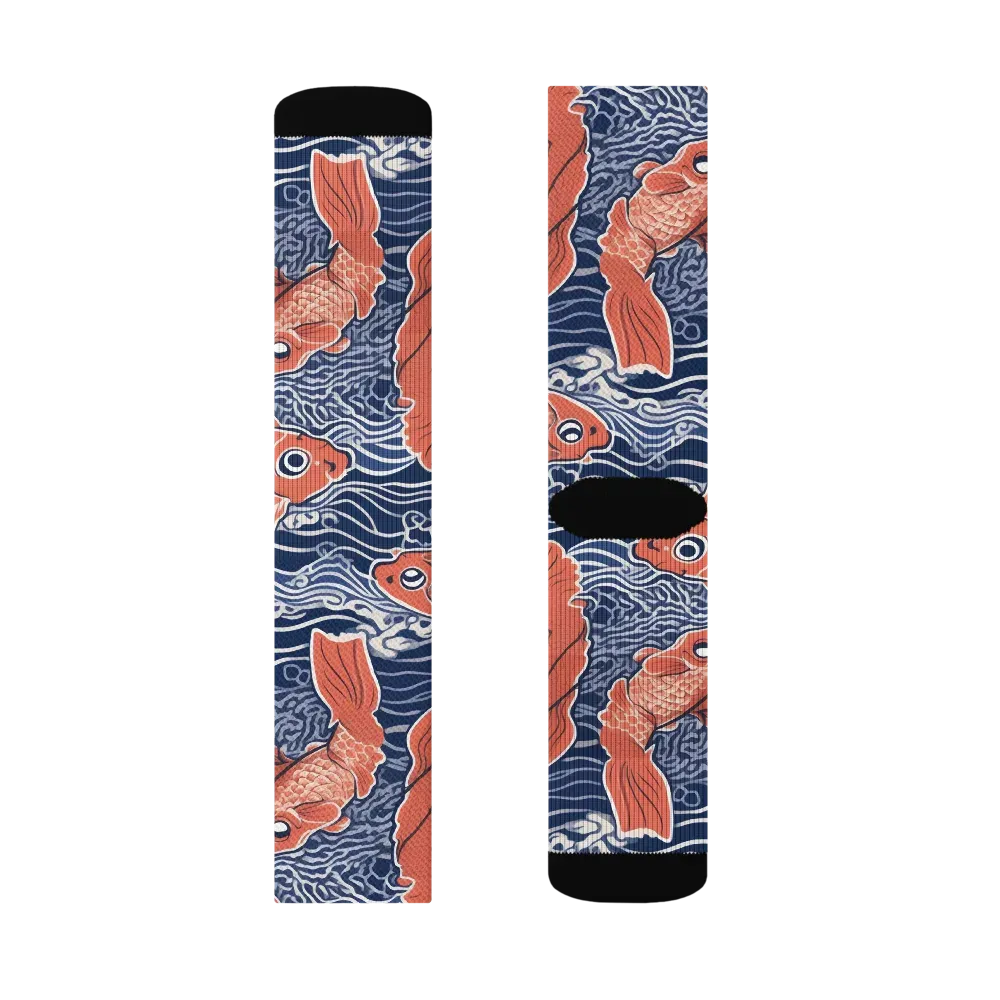 Navy Koi on Socks — Right Sock
