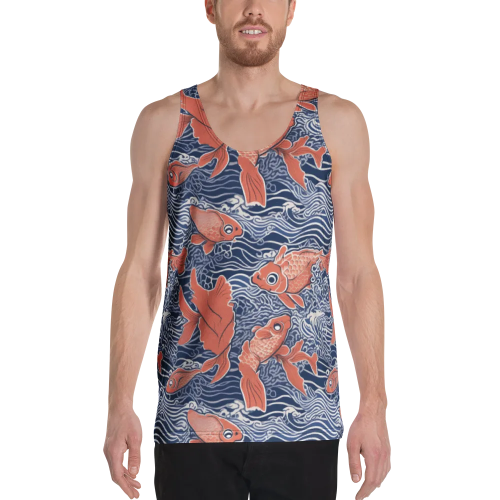 Navy Koi on Men's Tank Top — Front