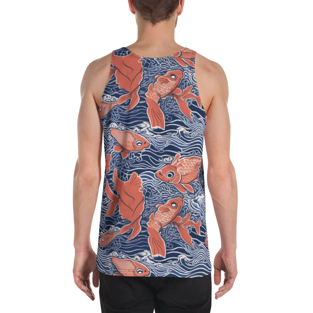 Navy Koi on Men's Tank Top — Back