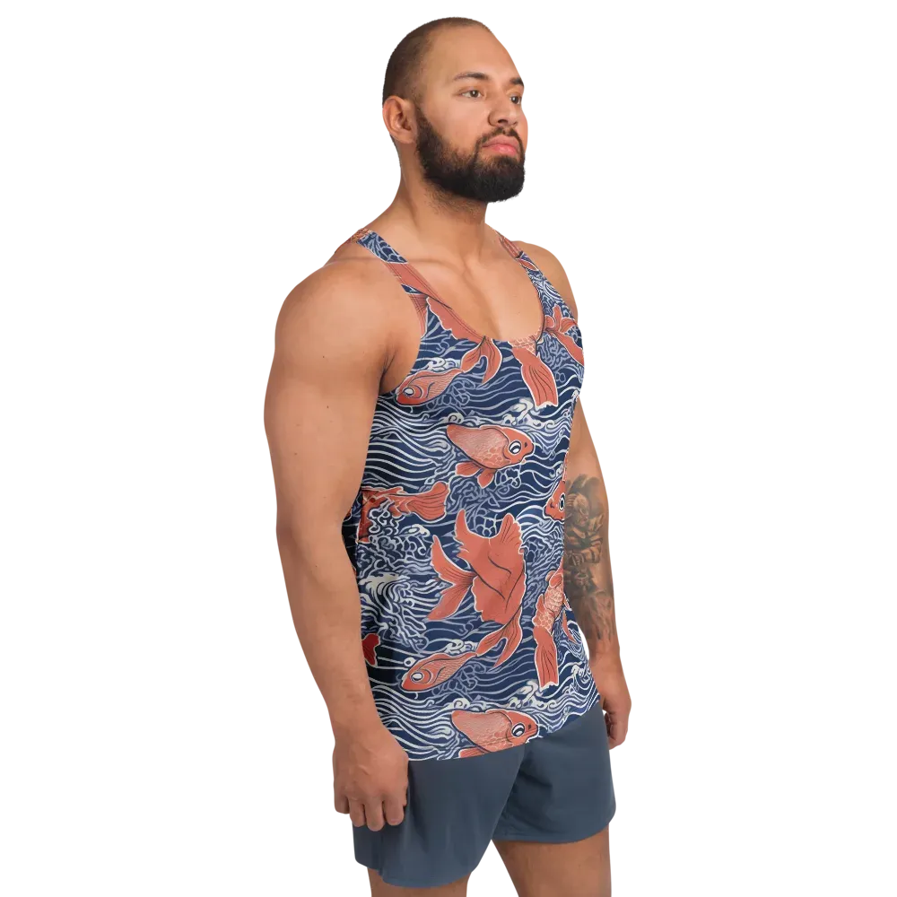 Navy Koi on Men's Tank Top — Right Front