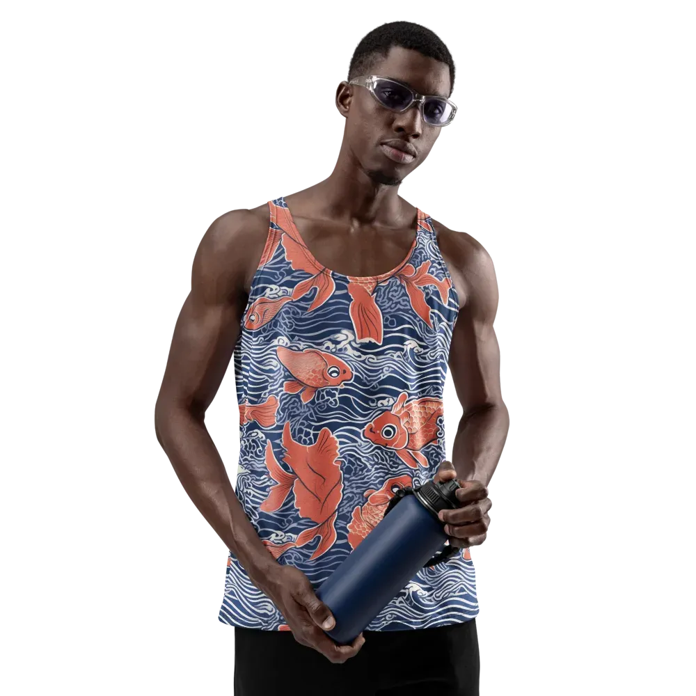 Navy Koi on Men's Tank Top — Front