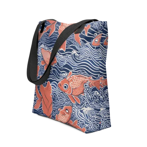 Navy Koi on a Tote Bag