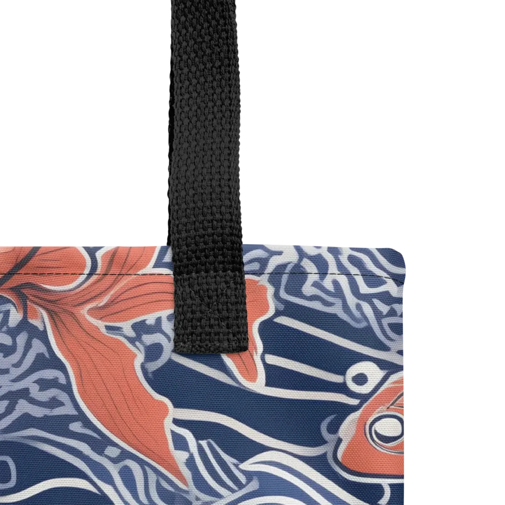 Navy Koi on Tote Bag — Product details