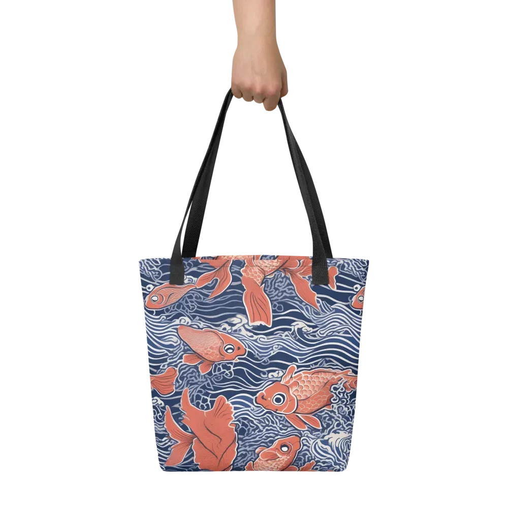 Navy Koi on Tote Bag — Front