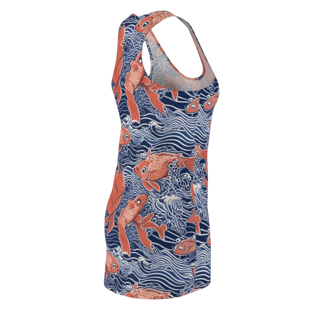 Navy Koi on Racerback Dress — Back Side