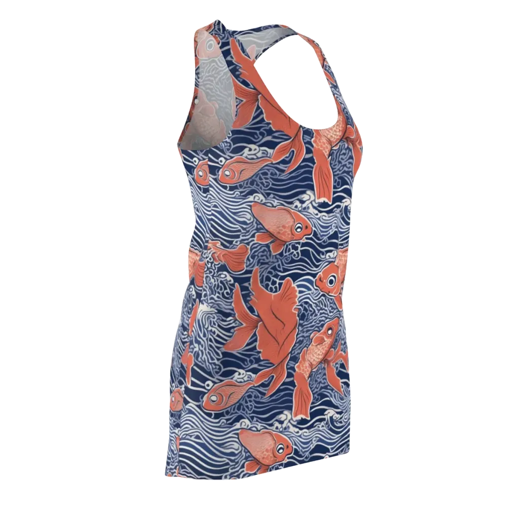 Navy Koi on Racerback Dress — Front Side