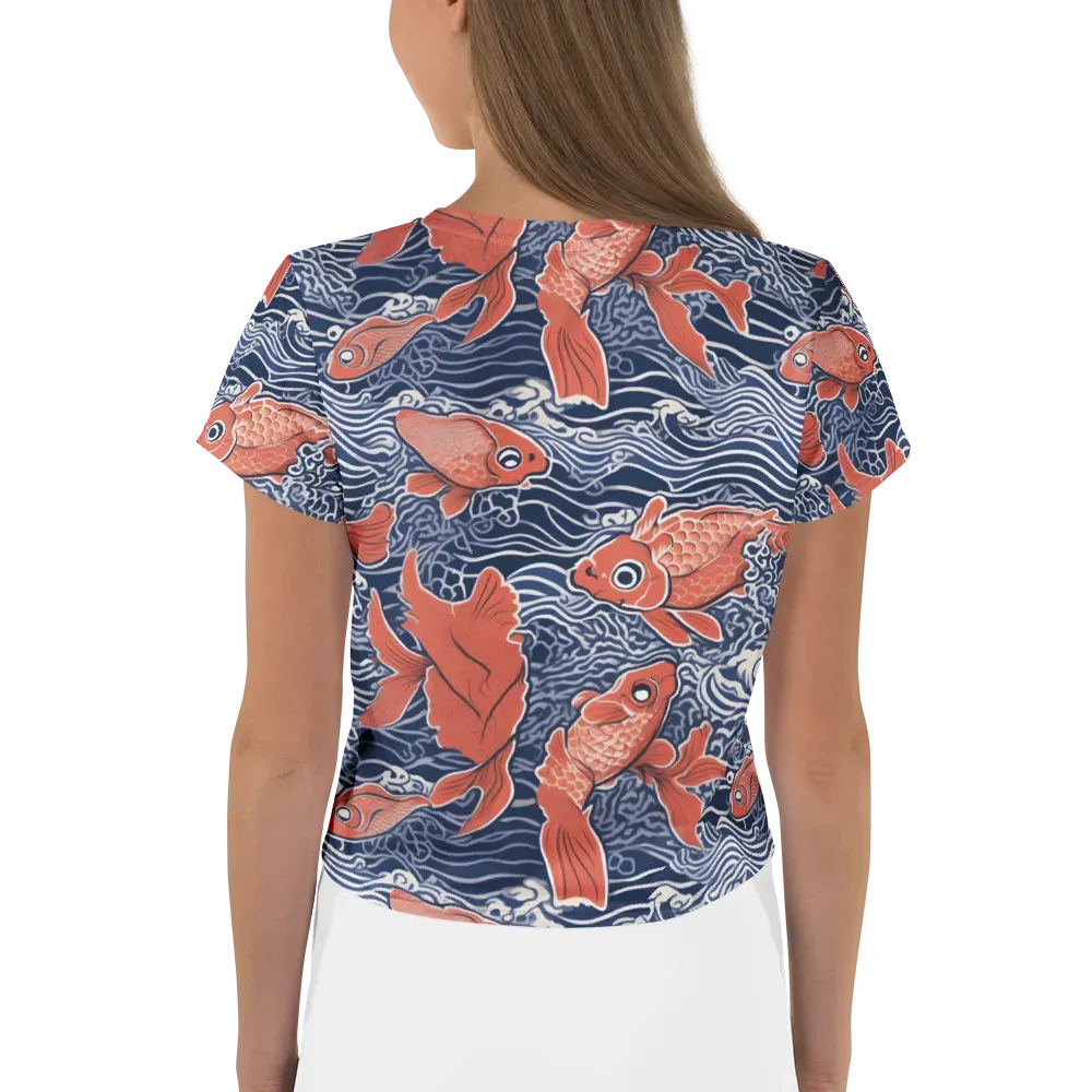 Navy Koi on Crop Tee — Back