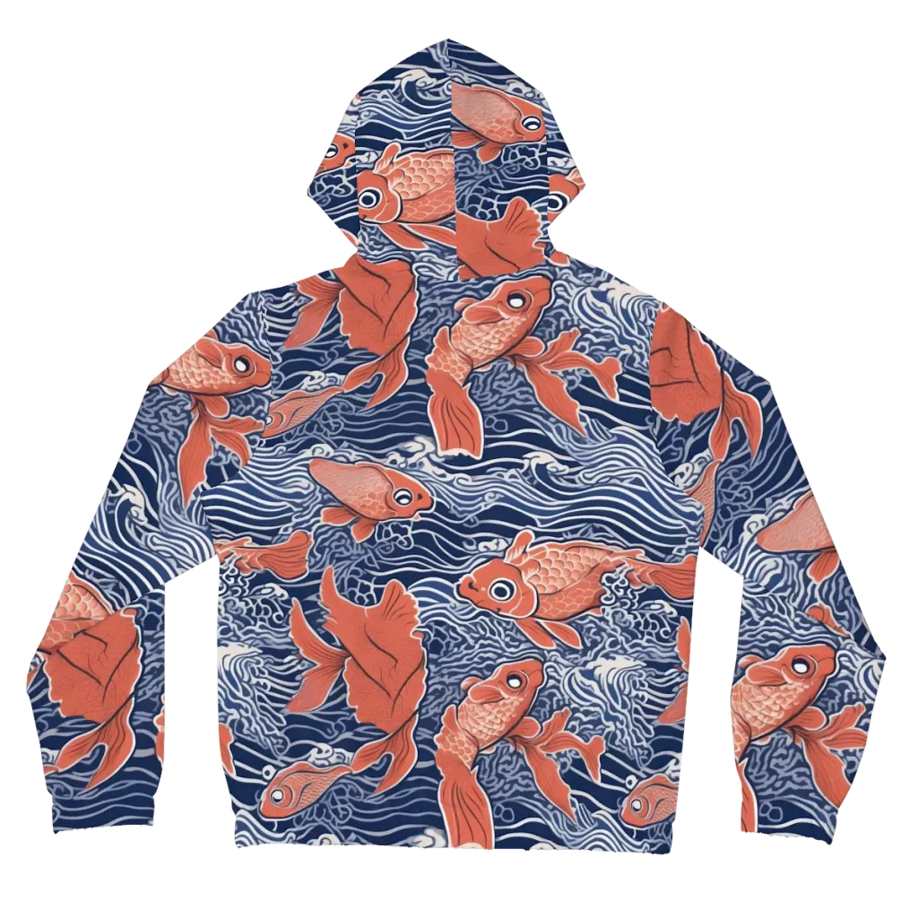 Navy Koi on Women's Full-Zip Hoodie — Back