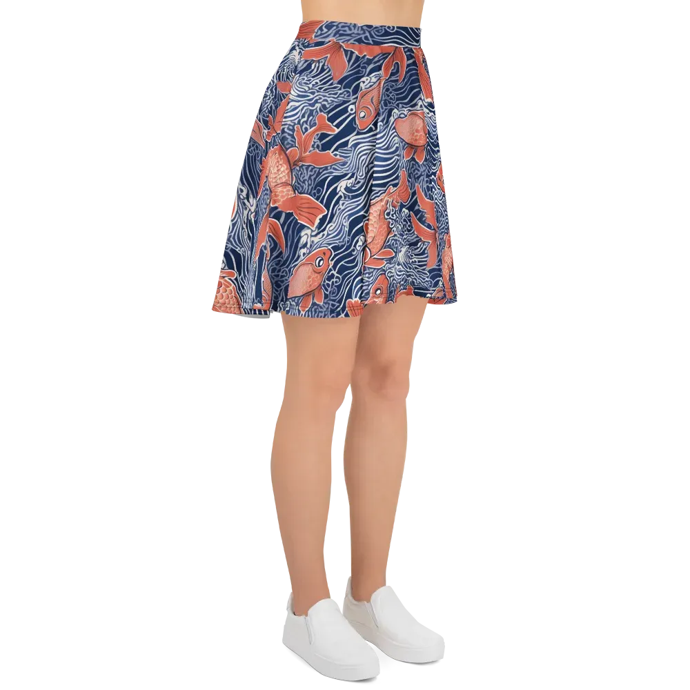 Navy Koi on Skater Skirt — Right