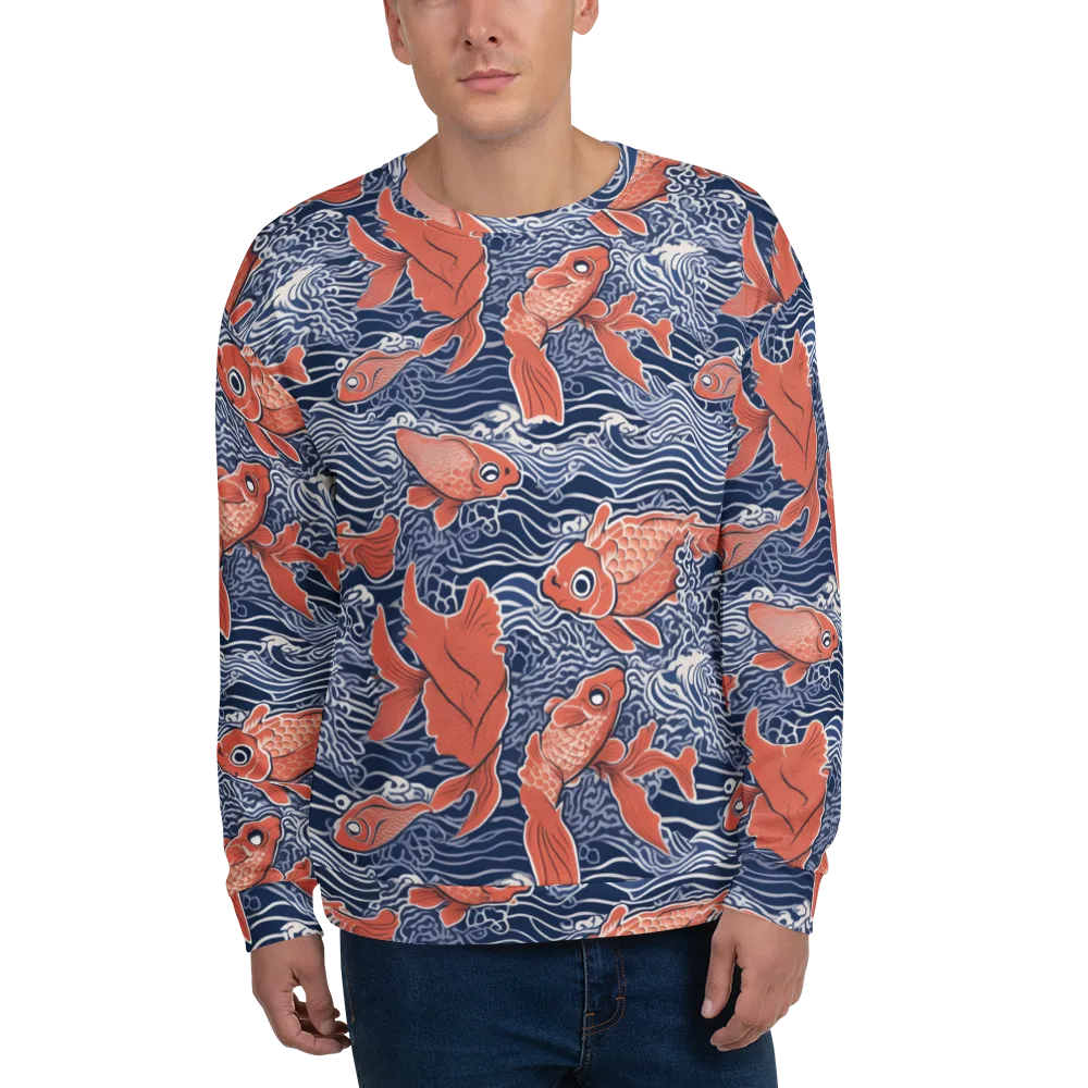 Navy Koi on Sweatshirt — Front