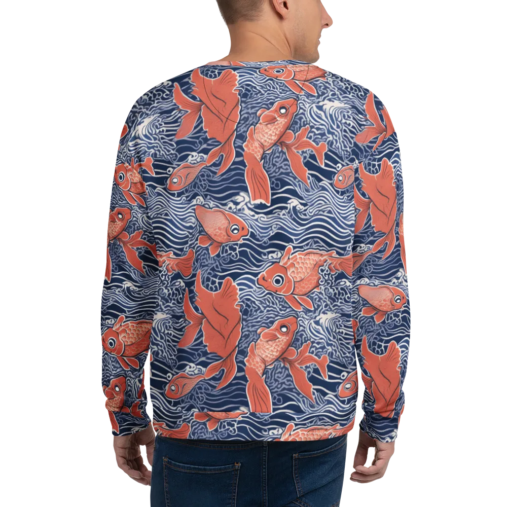 Navy Koi on Sweatshirt — Back