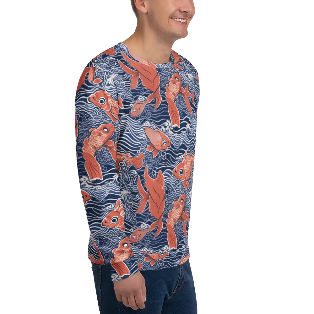 Navy Koi on Sweatshirt — Right Front
