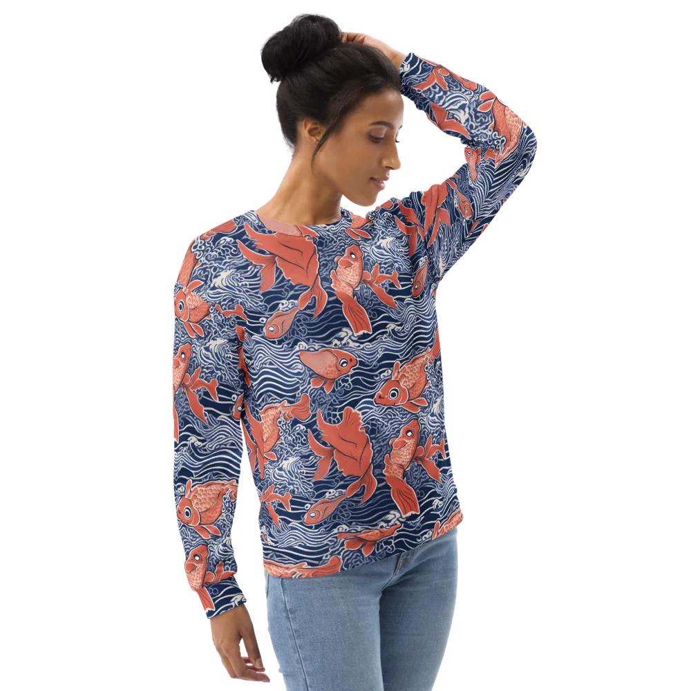 Navy Koi on Sweatshirt — Right Front