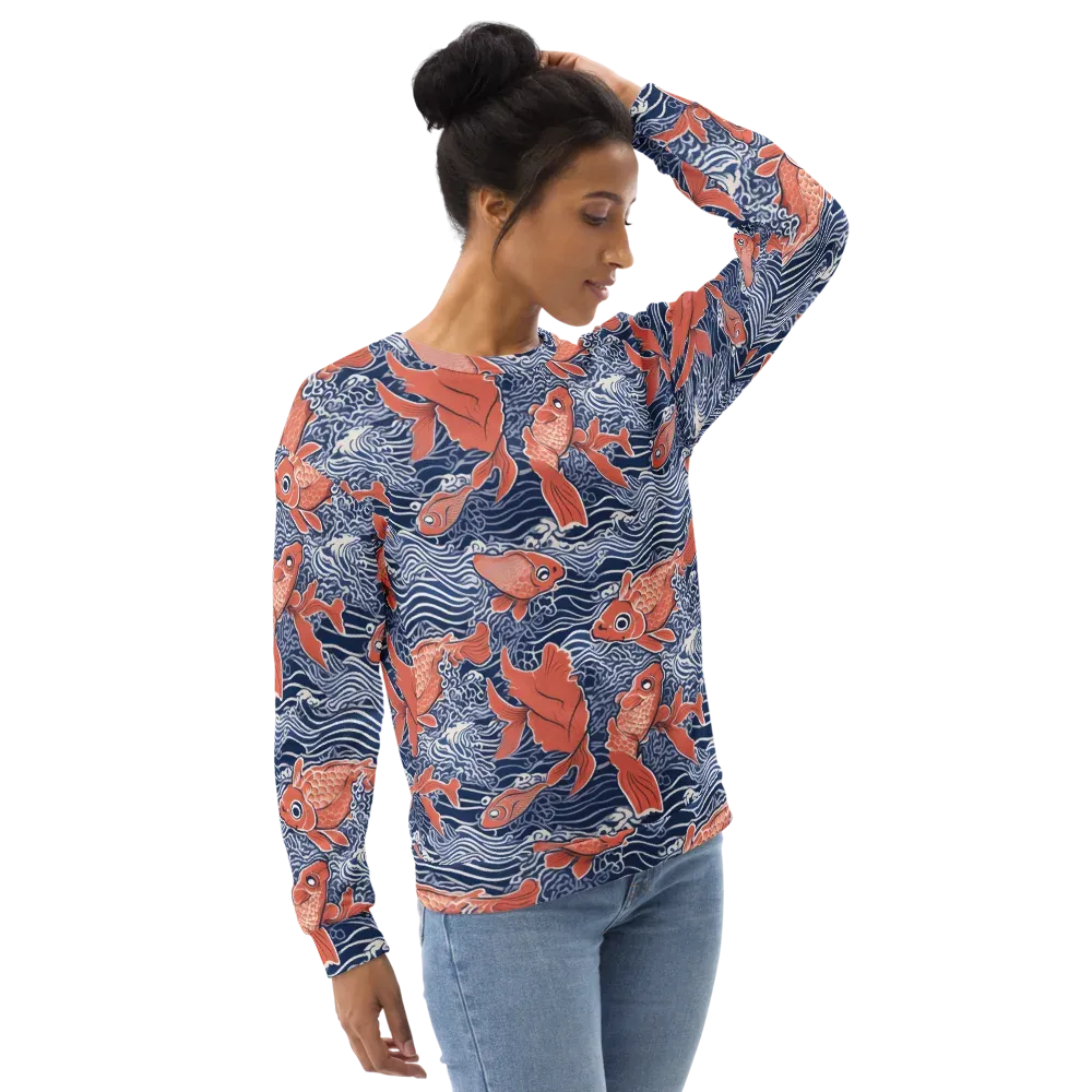 Navy Koi on Sweatshirt — Right Front