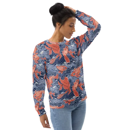 Navy Koi on a Sweatshirt