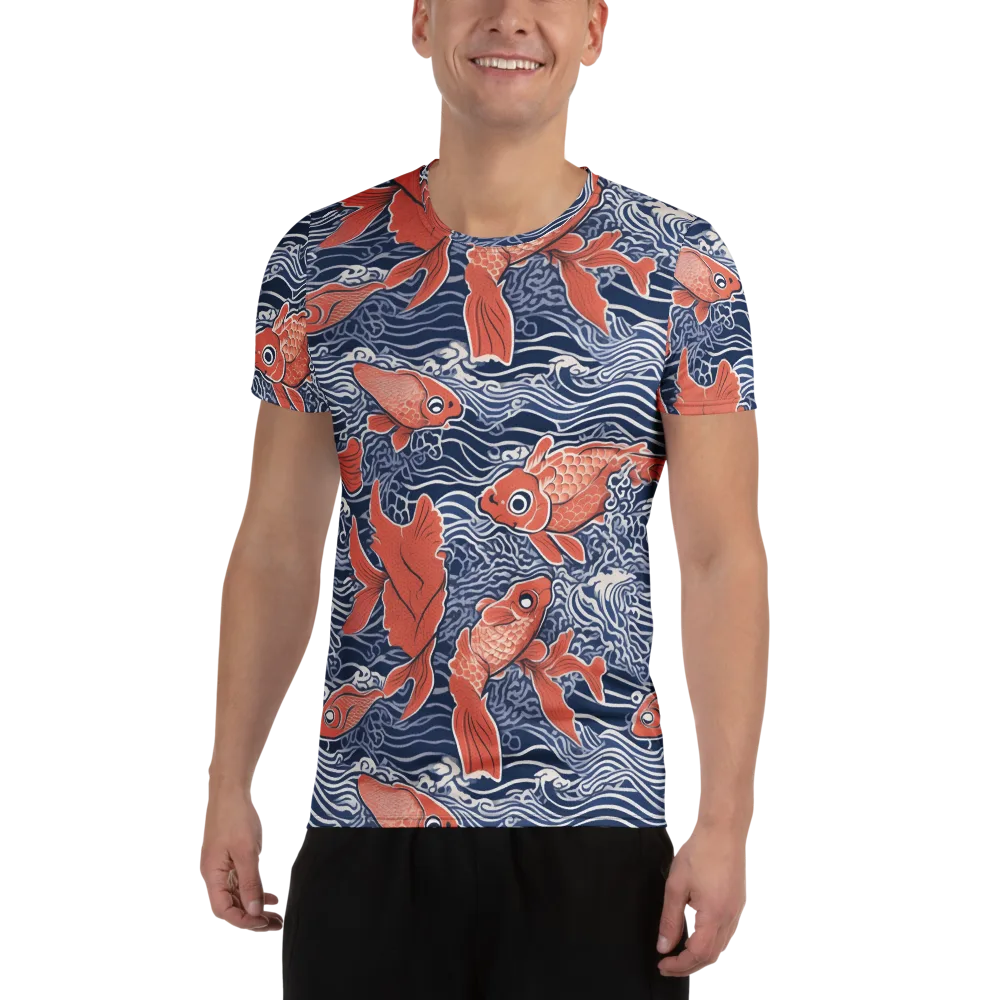 Navy Koi on Men's Athletic T-Shirt — Front