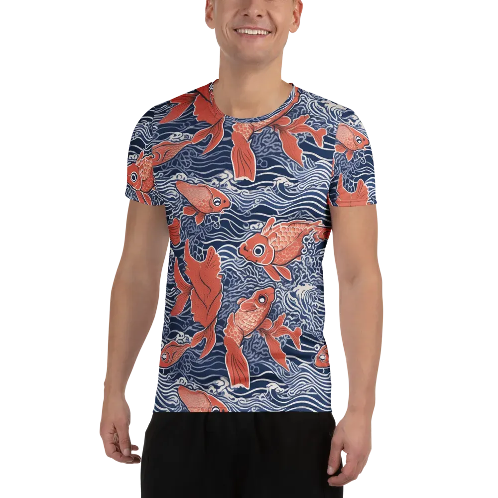 Navy Koi on Men's Athletic T-Shirt — Front