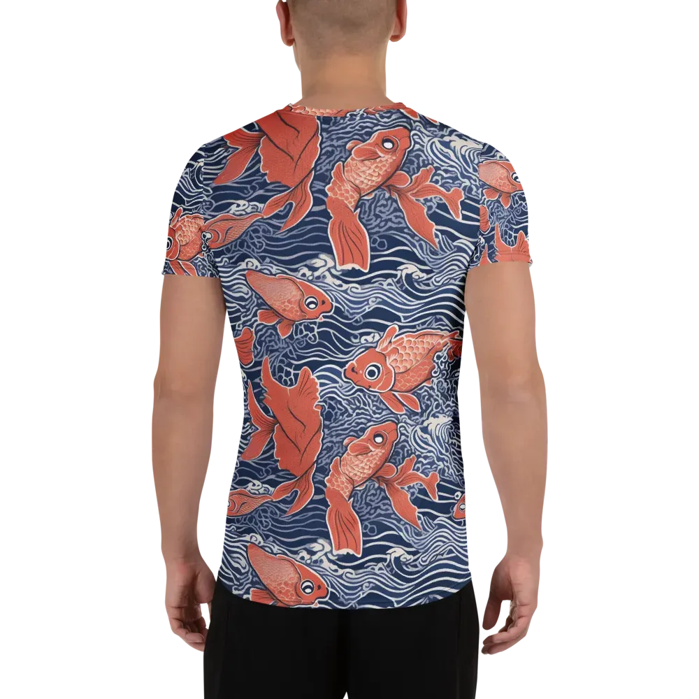 Navy Koi on Men's Athletic T-Shirt — Back