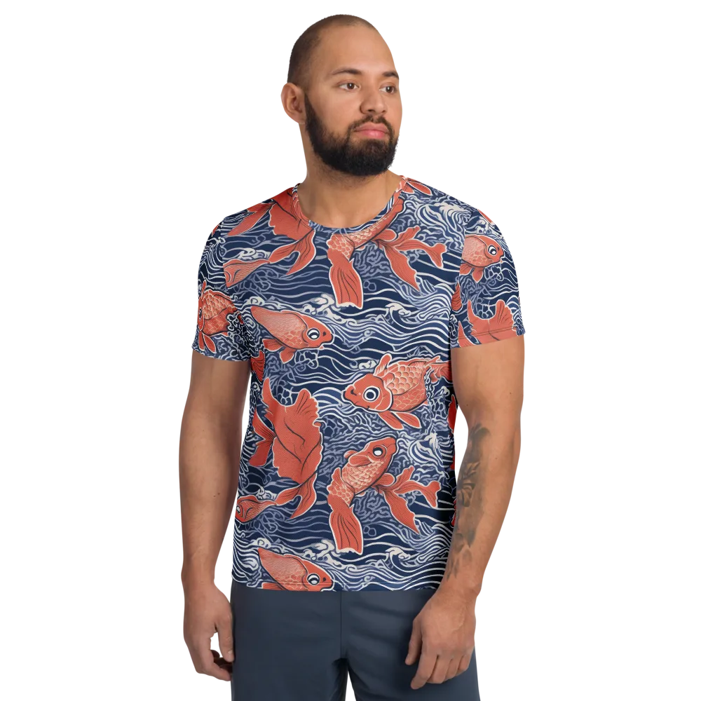 Navy Koi on Men's Athletic T-Shirt — Front