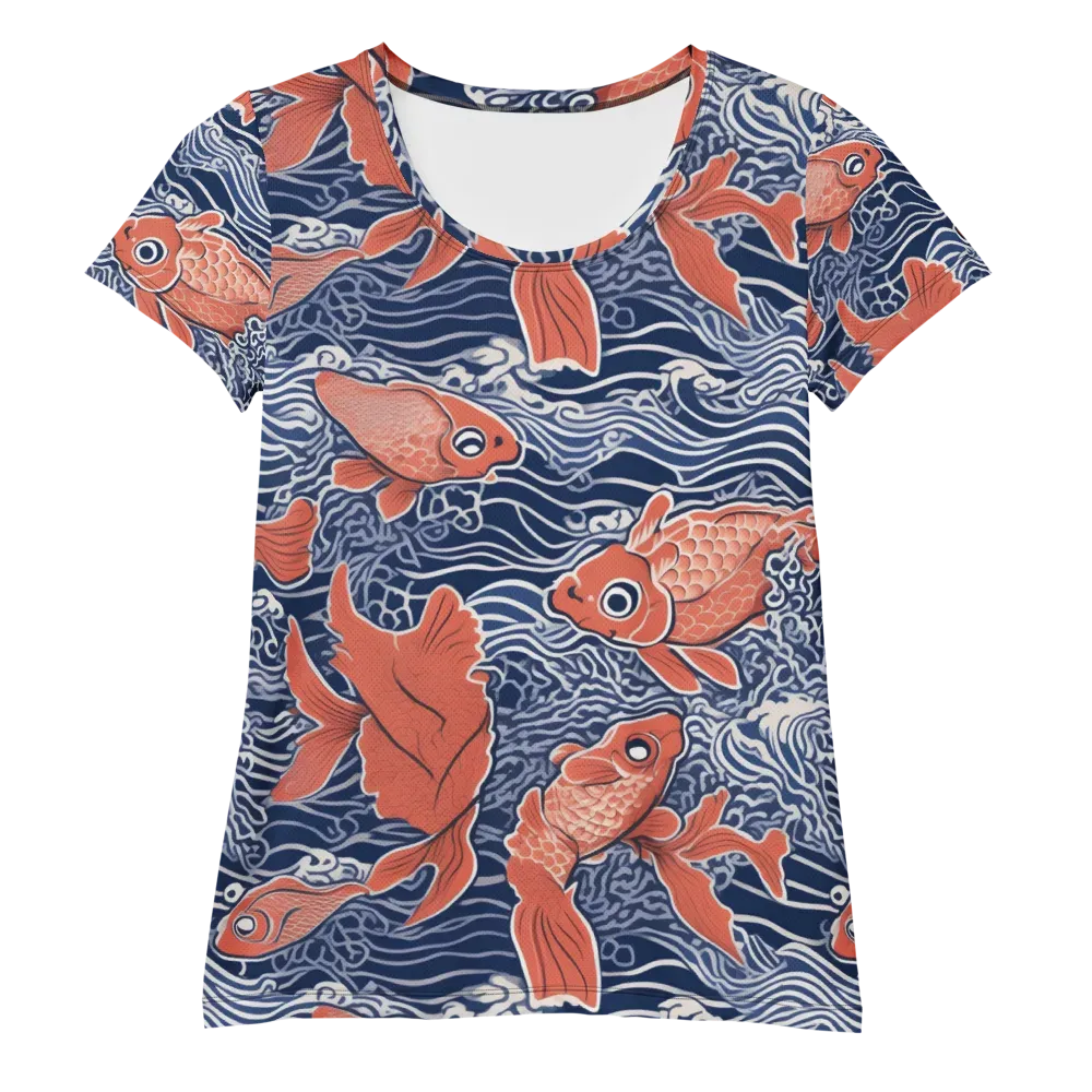 Navy Koi on Women's Athletic T-Shirt — Front